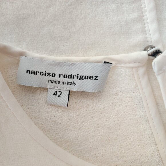 Narciso Rodriguez SS16 White Silk Linen Midi Asymmetrical Sack Dress 42 6 Small - Picture 10 of 12